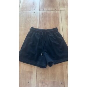 HM Women Black Sweat Shorts High Waist Drawstring Fleece Size S 09921035